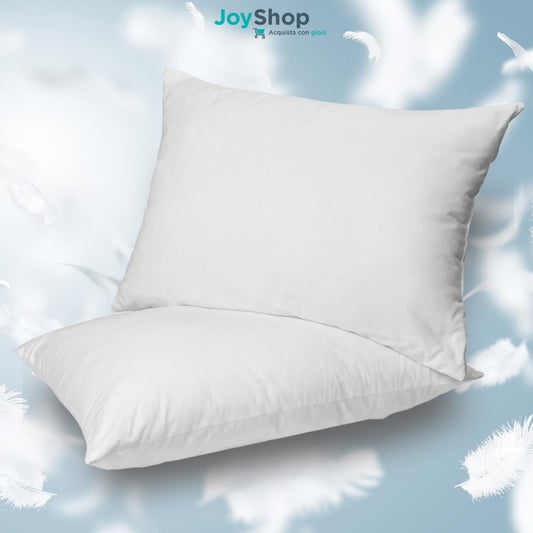 Pair of soft goose down and feather pillows with 15 cm high cotton covers