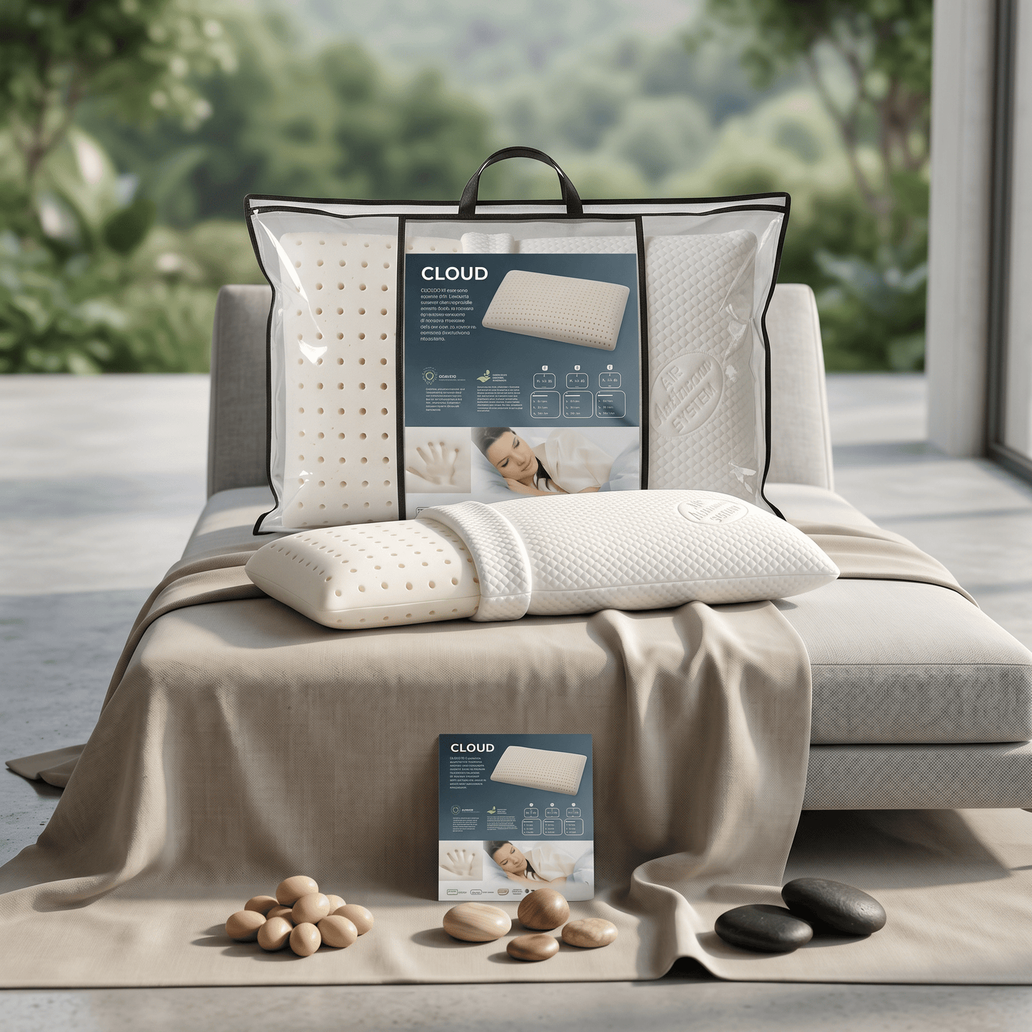 Coppia di cuscini in memory Vegetal in offerta con tessuto in cotone sfoderabile - Altezza 10 cm - JoyShop Materassi