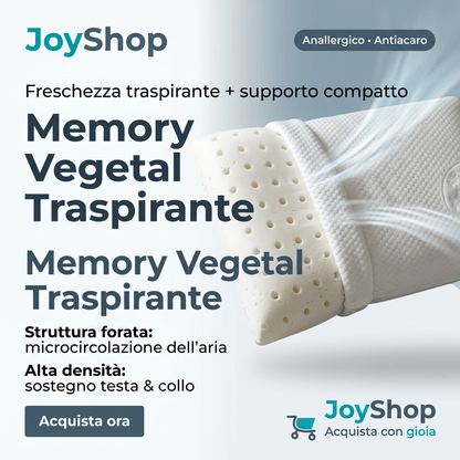 Coppia di cuscini in memory Vegetal in offerta con tessuto in cotone sfoderabile - Altezza 10 cm - JoyShop Materassi