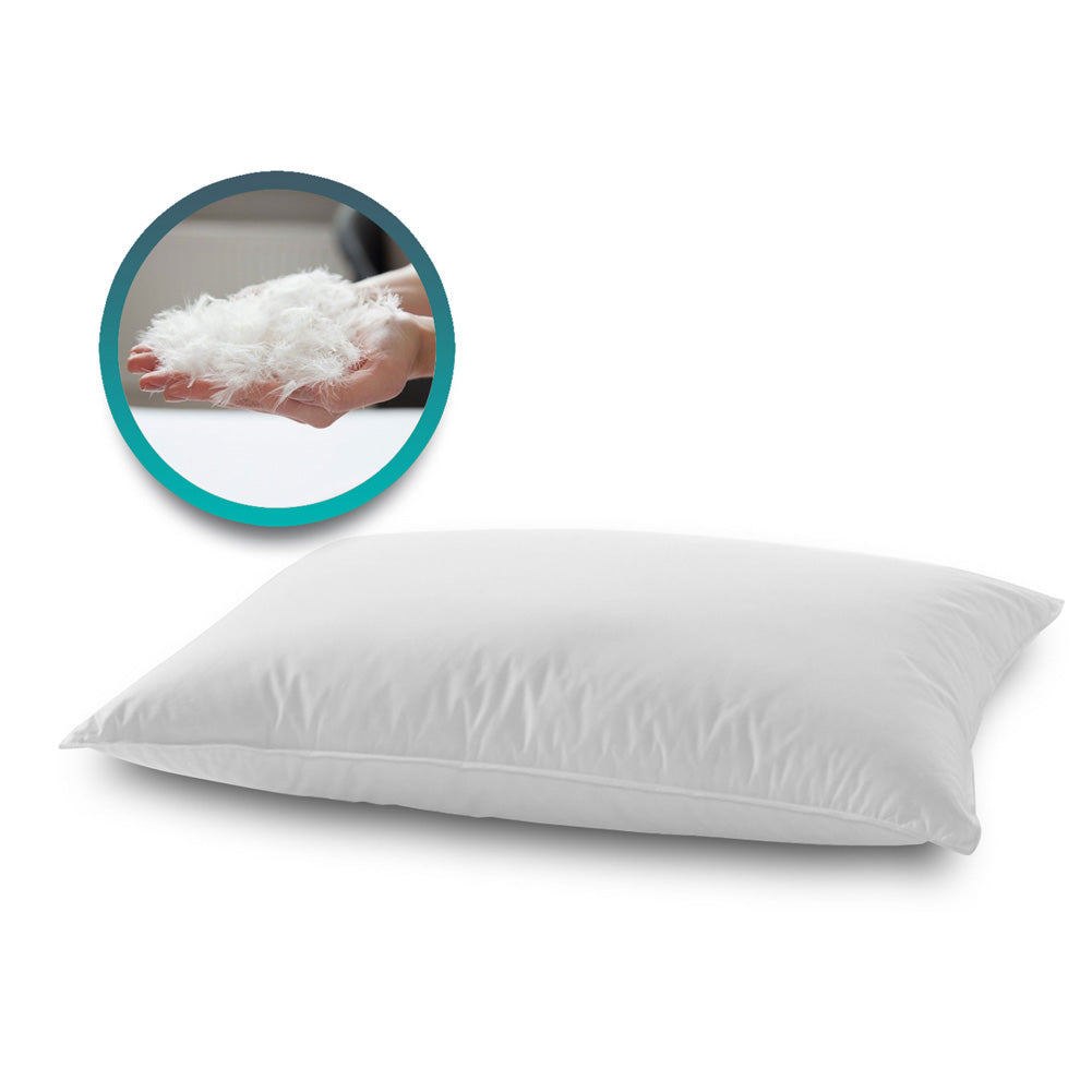 Pair of soft goose down and feather pillows with 15 cm high cotton covers