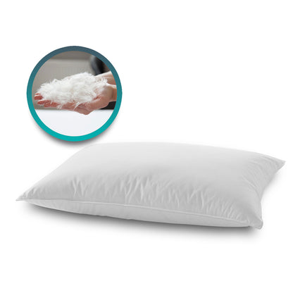 Pair of soft goose down and feather pillows with 15 cm high cotton covers