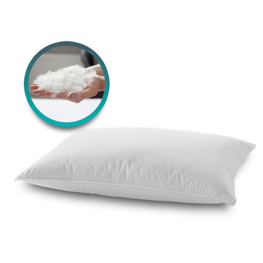Pair of soft goose down and feather pillows with 15 cm high cotton covers