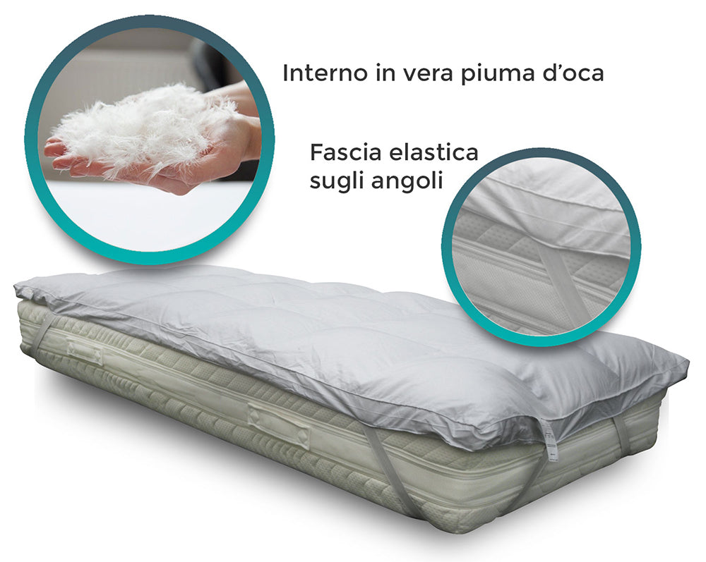 Thermo-regulating mattress topper in feather and goose down 20% Down 80% Feather 600 GR/M2 160x200 cm