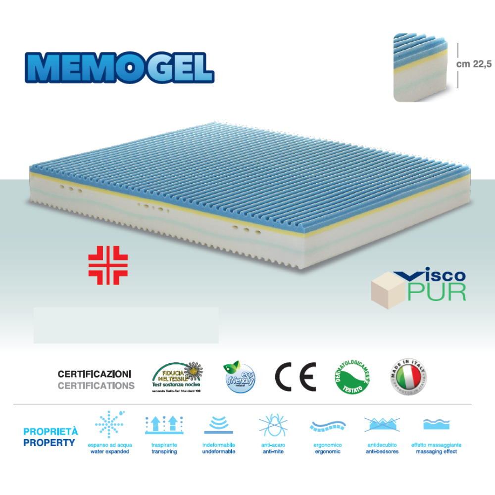 Rame Therapy Mattress in H25 Memory Gel with 3D on the Summer Side - FIVE RAME