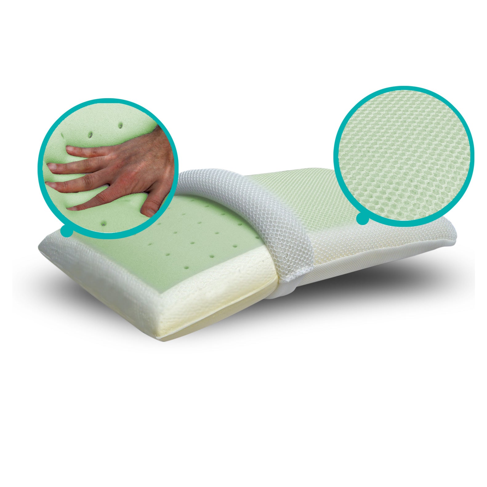 Cuscino saponetta in memory foam ad alta densità con inserto in Aloe e fodera 3d - Aromatizzato Aloe - JoyShop Materassi