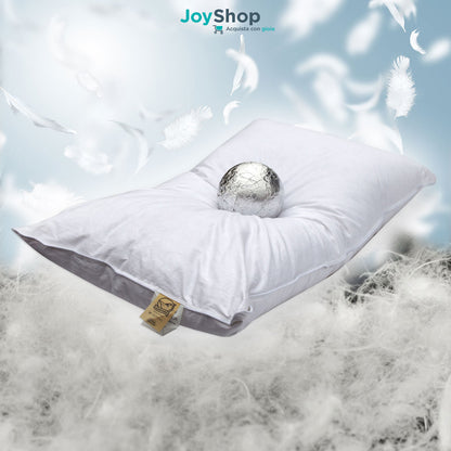 Pair of soft goose down and feather pillows with 15 cm high cotton covers