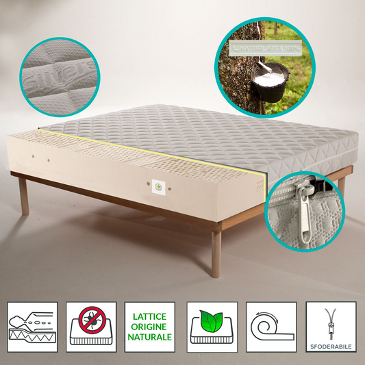 100% natural latex mattress with 20 cm thick anti-mite fabric - POLARIS