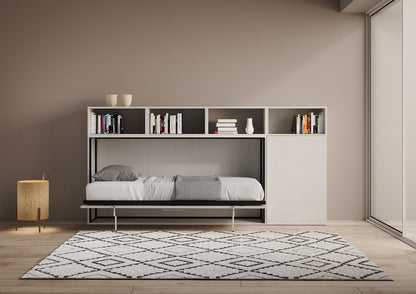 Letto a Scomparsa Orizzontale Nido A Bianco Frassino con Libreria – Salvaspazio | NIDO - JoyShop Materassi 3