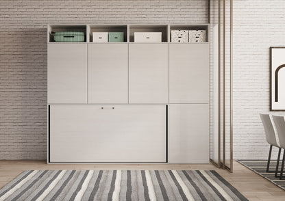 Letto a Scomparsa Orizzontale Nido B Bianco Frassino con Libreria – Salvaspazio | NIDO - JoyShop Materassi 2