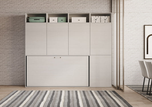 Letto a Scomparsa Orizzontale Nido B Bianco Frassino con Libreria – Salvaspazio | NIDO - JoyShop Materassi 2