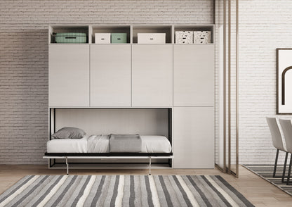Letto a Scomparsa Orizzontale Nido B Bianco Frassino con Libreria – Salvaspazio | NIDO - JoyShop Materassi 3