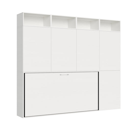 Letto a Scomparsa Orizzontale Nido B Bianco Frassino con Libreria – Salvaspazio | NIDO - JoyShop Materassi 1
