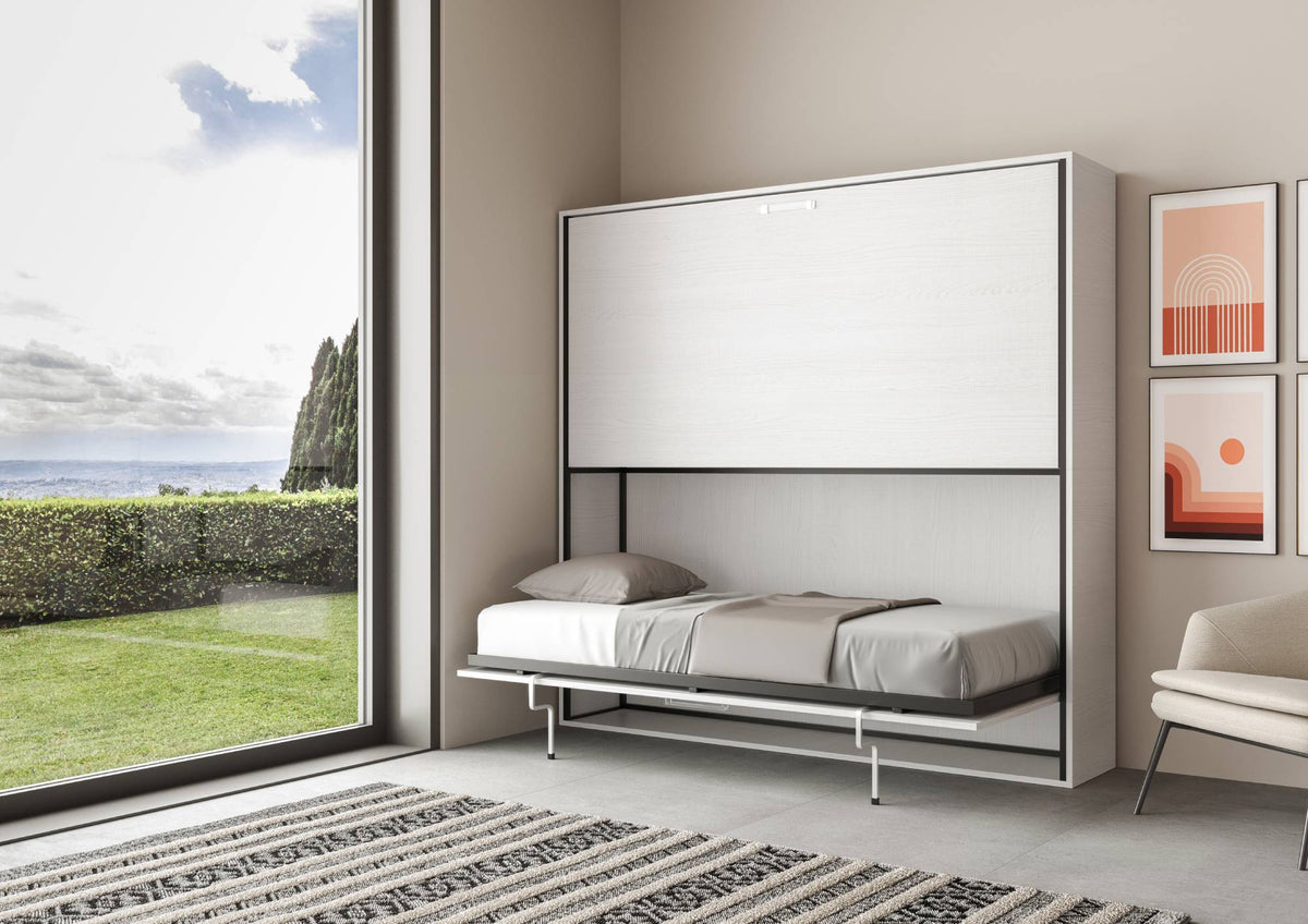 Letto a Scomparsa Orizzontale Nido Bianco Frassino – Ribaltabile a Muro Salvaspazio | NIDO - JoyShop Materassi 4