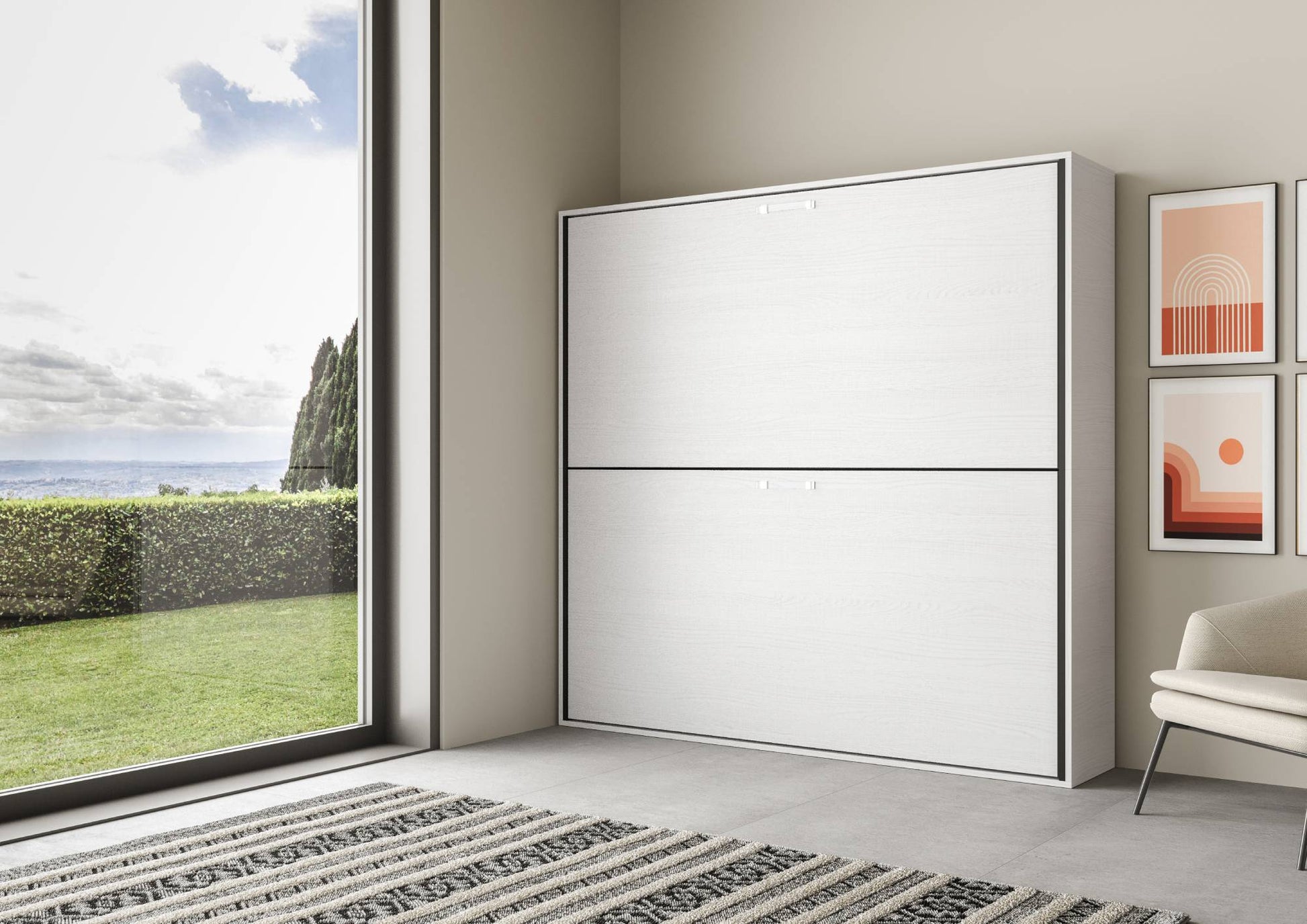 Letto a Scomparsa Orizzontale Nido Bianco Frassino – Ribaltabile a Muro Salvaspazio | NIDO - JoyShop Materassi 3