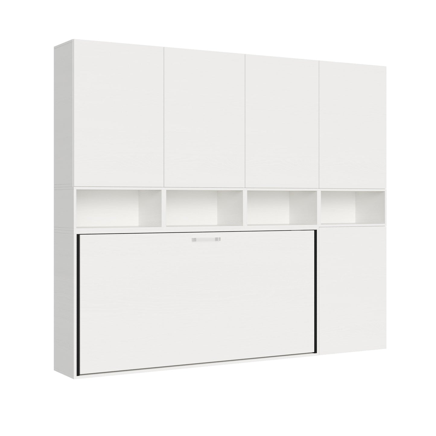 Letto a Scomparsa Orizzontale Nido C Bianco Frassino con Libreria – Salvaspazio | NIDO - JoyShop Materassi 1