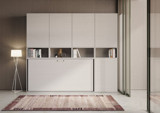 Letto a Scomparsa Orizzontale Nido C Bianco Frassino con Libreria – Salvaspazio | NIDO - JoyShop Materassi 2