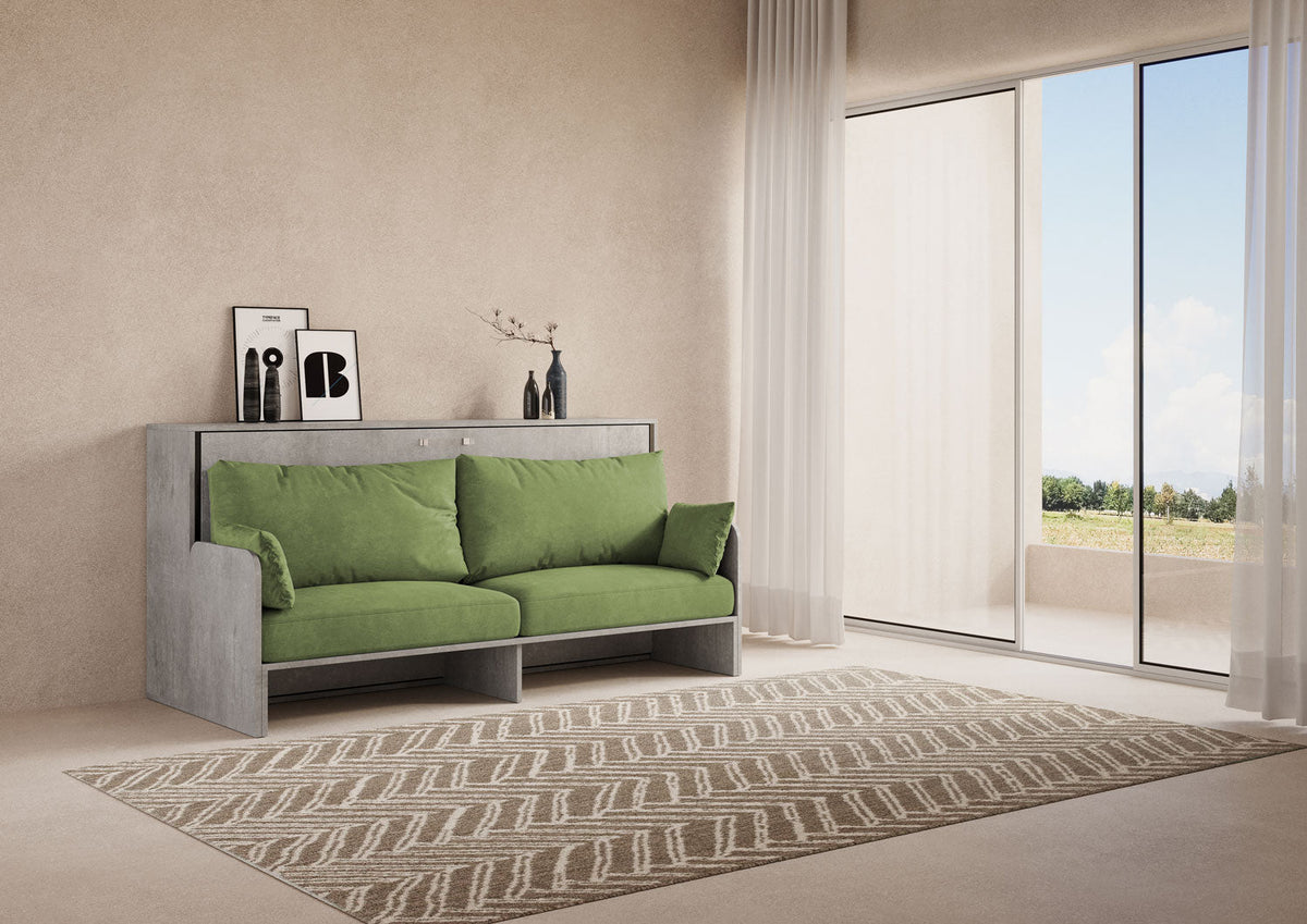 Letto a Scomparsa Orizzontale Nido Cemento con Divano – Salvaspazio | NIDO - JoyShop Materassi 3