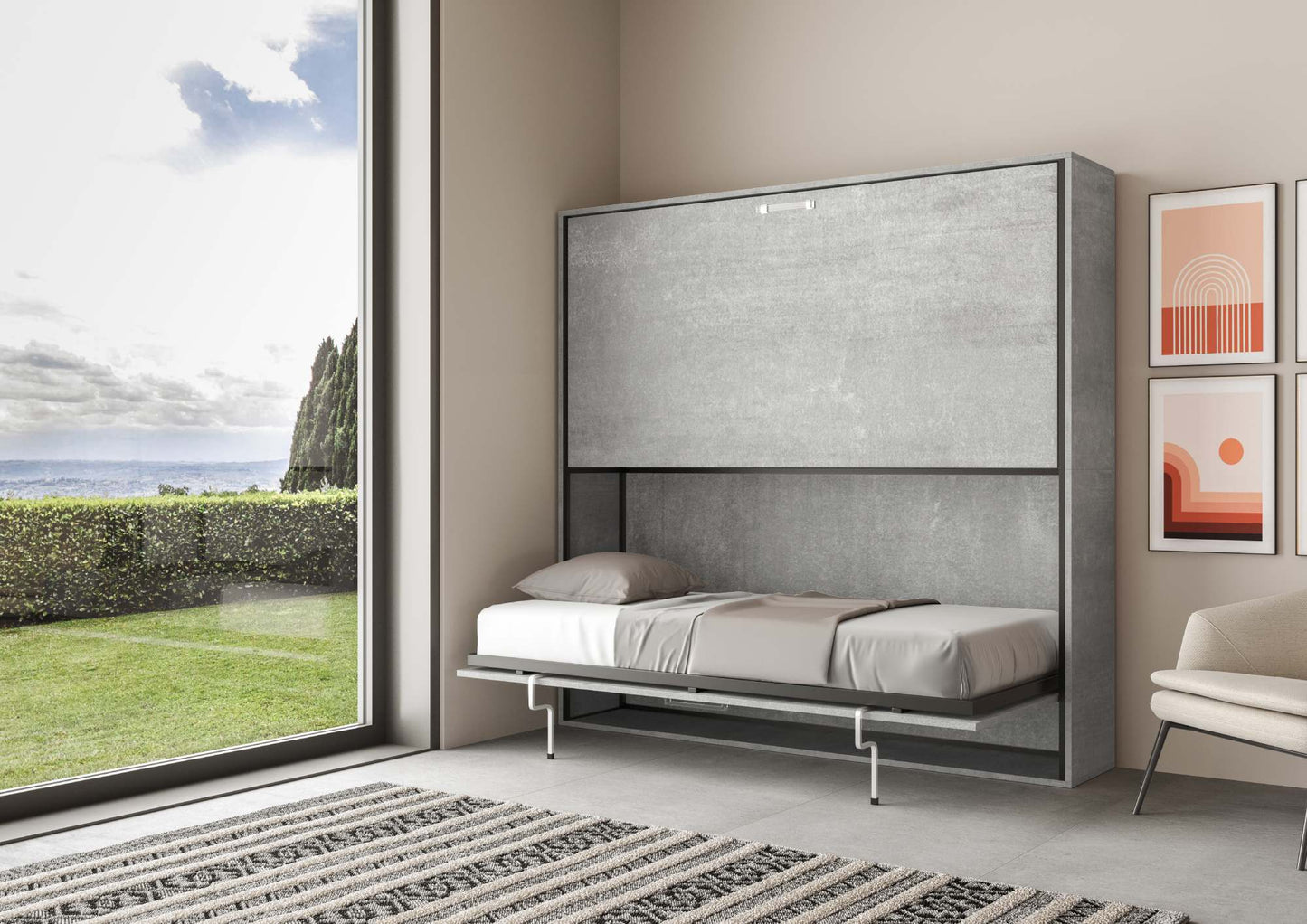 Letto a Scomparsa Orizzontale Nido Cemento – Ribaltabile a Muro Salvaspazio | NIDO - JoyShop Materassi 4