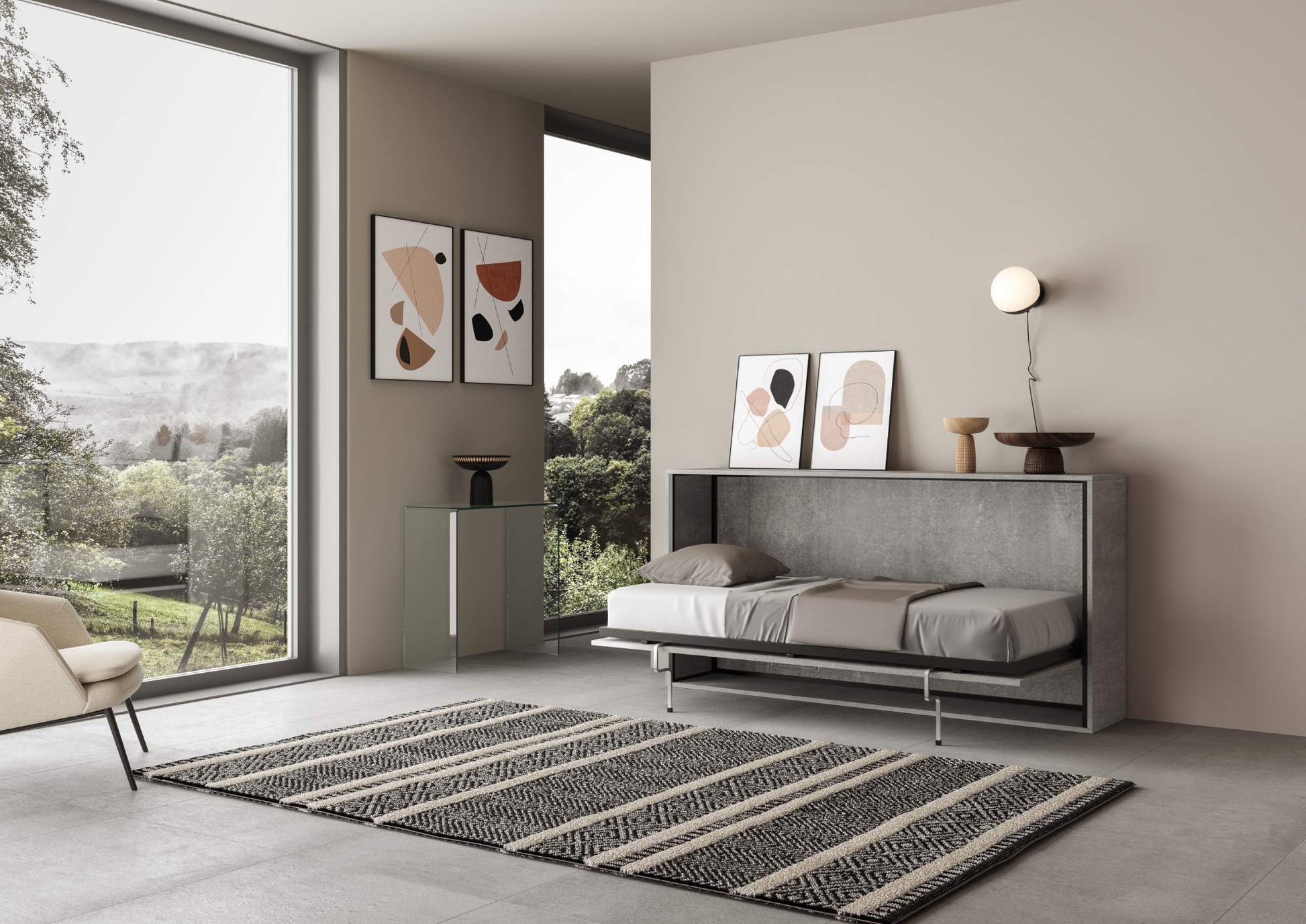 Letto a Scomparsa Orizzontale Nido Cemento – Ribaltabile a Muro Salvaspazio | NIDO - JoyShop Materassi 2