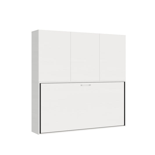 Letto a Scomparsa Orizzontale Nido D Bianco Frassino con Libreria – Salvaspazio | NIDO - JoyShop Materassi 1