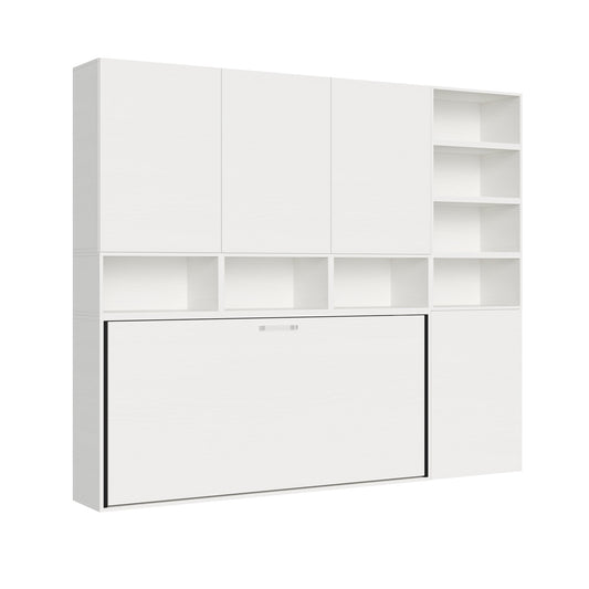 Letto a Scomparsa Orizzontale Nido E Bianco Frassino con Libreria – Salvaspazio | NIDO - JoyShop Materassi 1