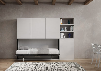 Letto a Scomparsa Orizzontale Nido F Bianco Frassino con Libreria – Salvaspazio | NIDO - JoyShop Materassi 3