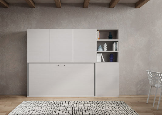 Letto a Scomparsa Orizzontale Nido F Bianco Frassino con Libreria – Salvaspazio | NIDO - JoyShop Materassi 2