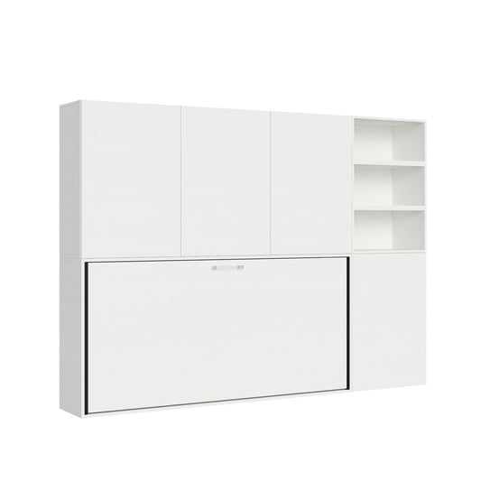 Letto a Scomparsa Orizzontale Nido F Bianco Frassino con Libreria – Salvaspazio | NIDO - JoyShop Materassi 1