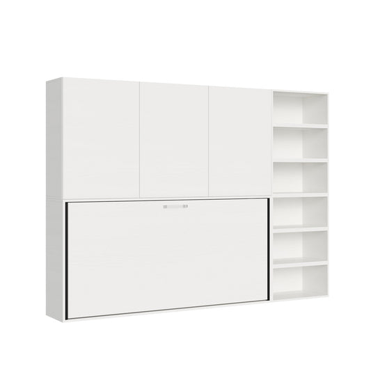 Letto a Scomparsa Orizzontale Nido G Bianco Frassino con Libreria – Salvaspazio | NIDO - JoyShop Materassi 1