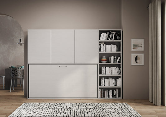 Letto a Scomparsa Orizzontale Nido G Bianco Frassino con Libreria – Salvaspazio | NIDO - JoyShop Materassi 2