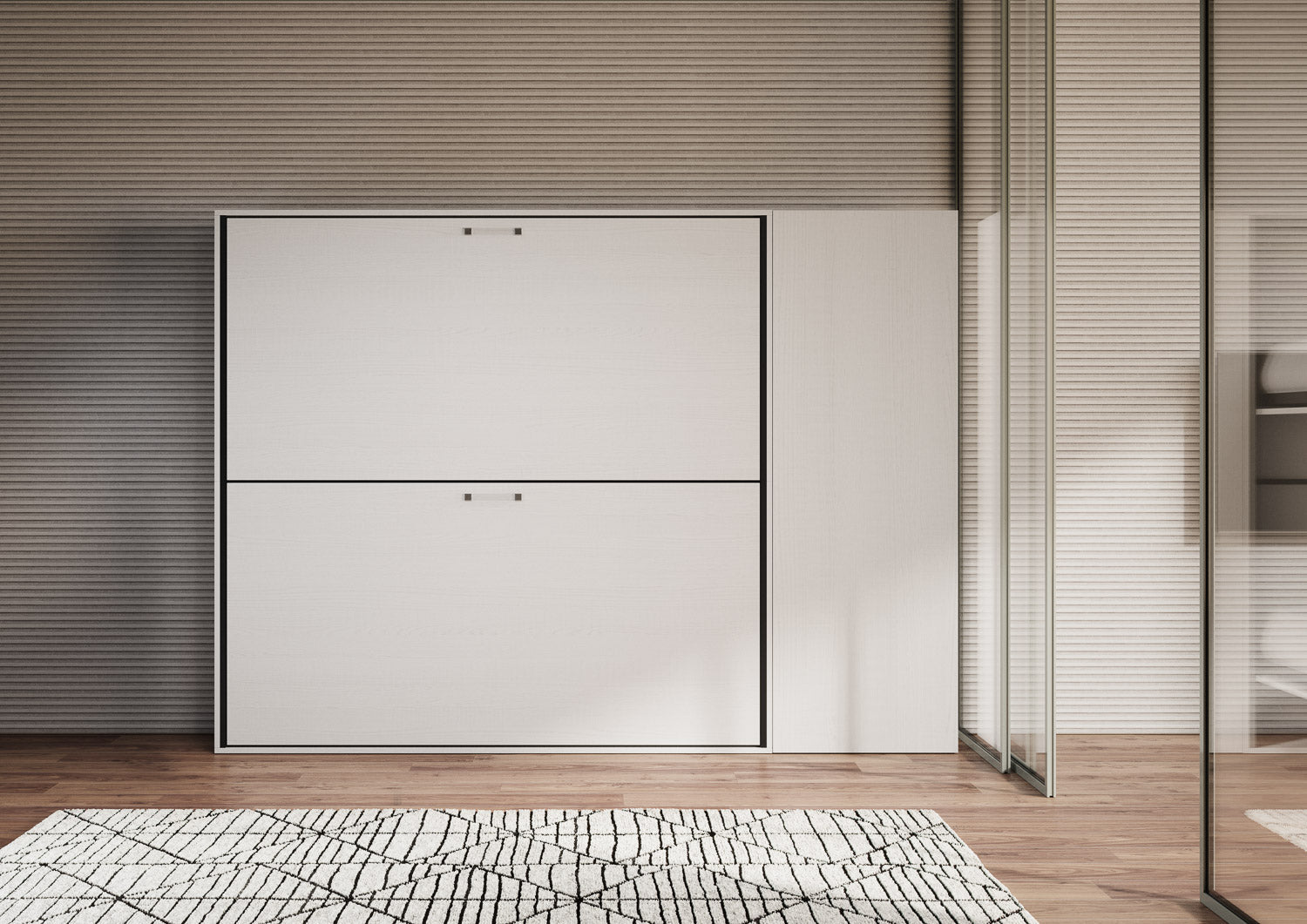 Letto a Scomparsa Orizzontale Nido H Bianco Frassino con Armadio – Salvaspazio | NIDO - JoyShop Materassi 2