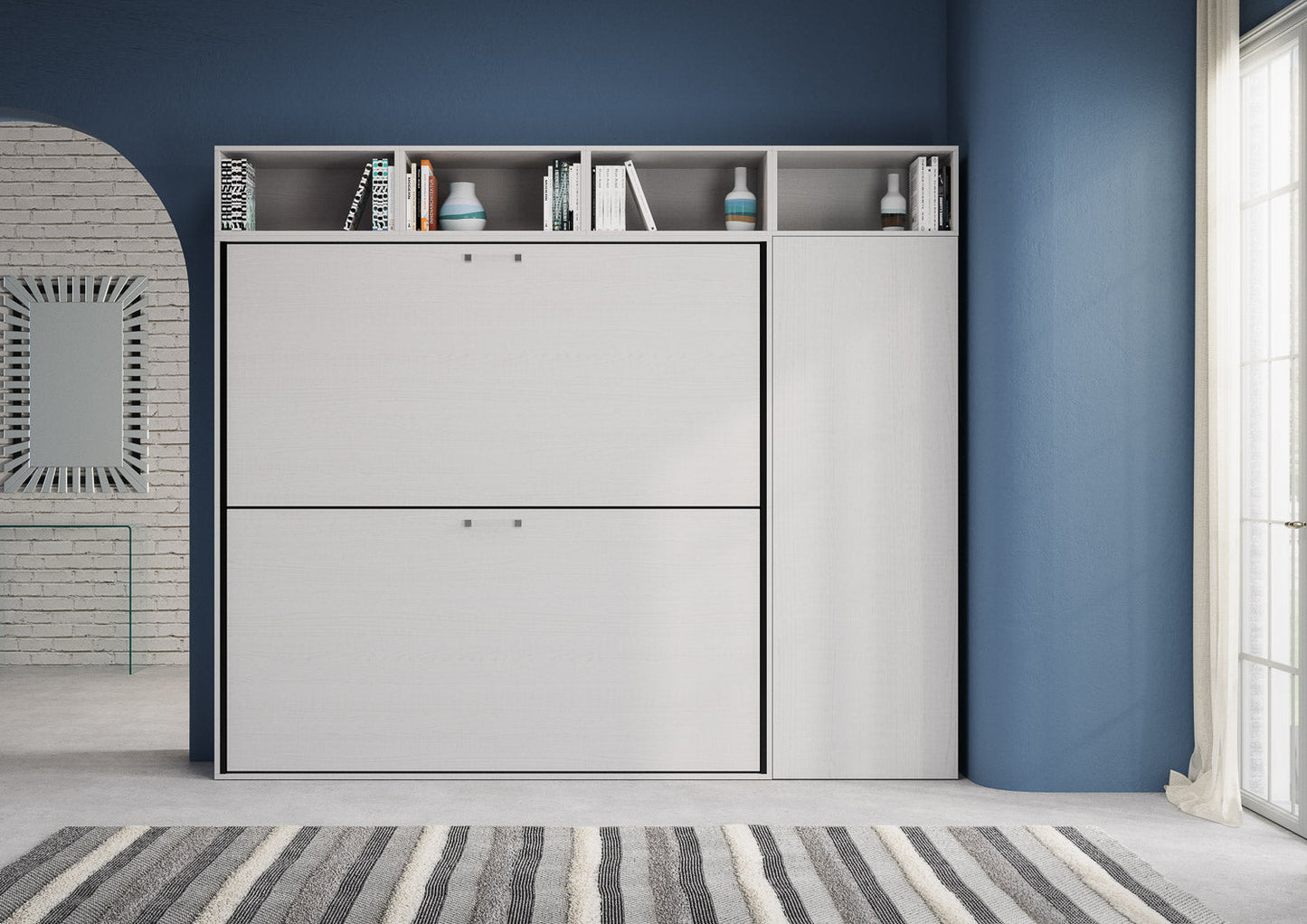 Letto a Scomparsa Orizzontale Nido I Bianco Frassino con Armadio – Salvaspazio | NIDO - JoyShop Materassi 2