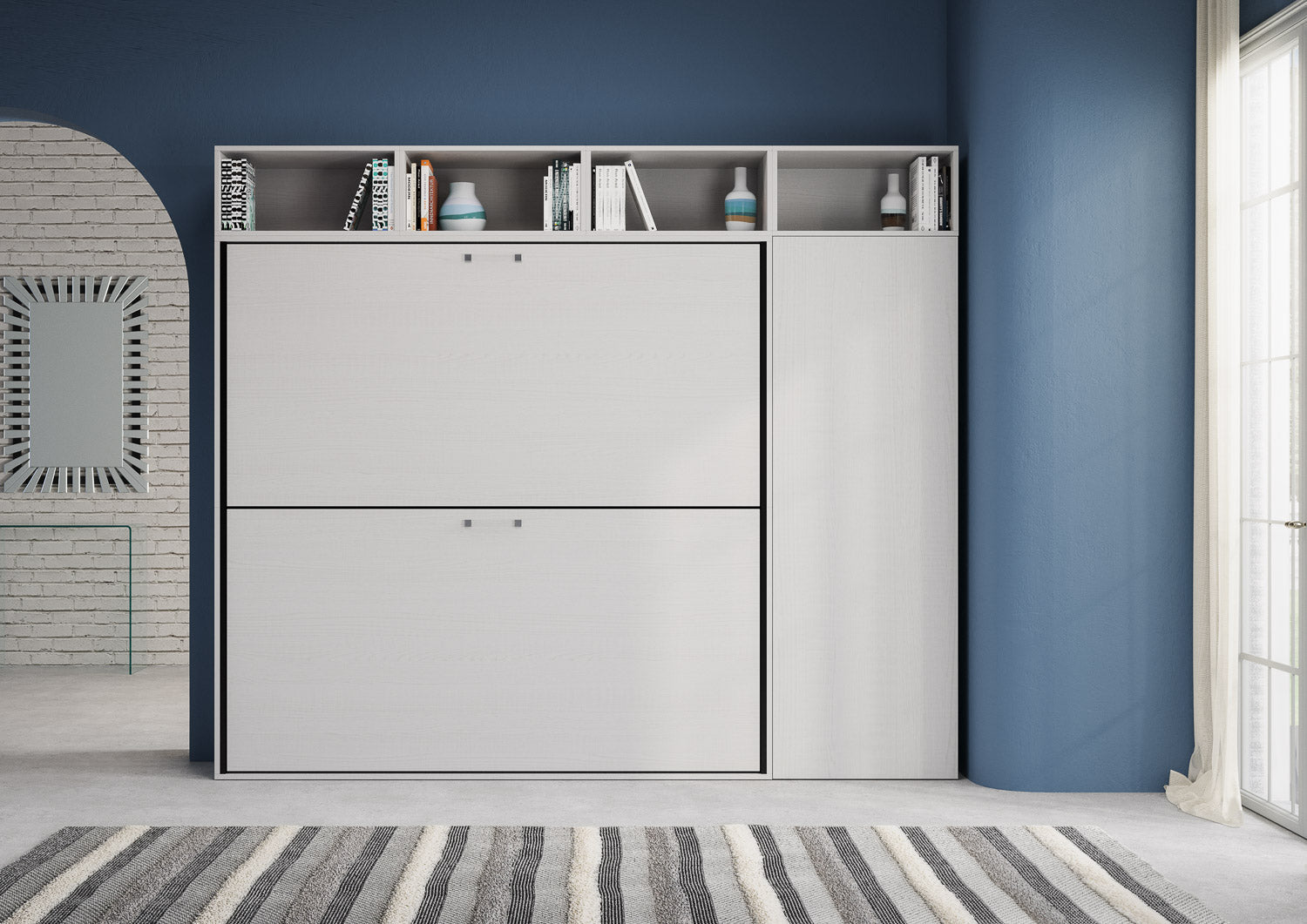 Letto a Scomparsa Orizzontale Nido I Bianco Frassino con Armadio – Salvaspazio | NIDO - JoyShop Materassi 2