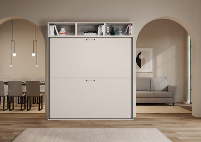 Letto a Scomparsa Orizzontale Nido L Bianco Frassino con Vani a Giorno – Salvaspazio | NIDO - JoyShop Materassi 2