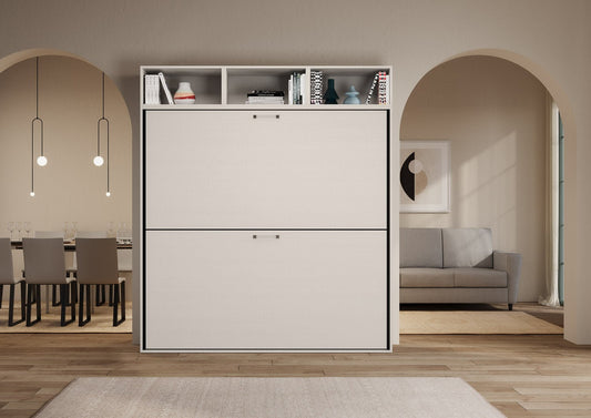 Letto a Scomparsa Orizzontale Nido L Bianco Frassino con Vani a Giorno – Salvaspazio | NIDO - JoyShop Materassi 2
