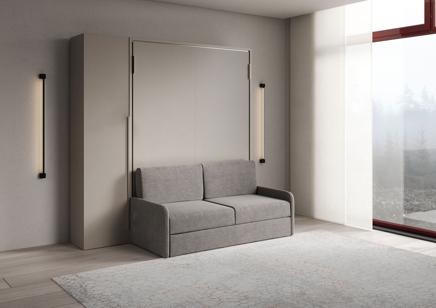 Letto a Scomparsa Verticale Alcova Argilla con Divano e Armadio 1 Anta – Salvaspazio | ALCOVA - JoyShop Materassi 1