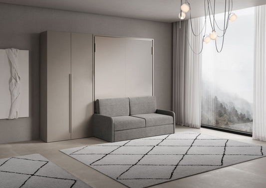 Letto a Scomparsa Verticale Alcova Argilla con Divano e Armadio 2 Ante – Salvaspazio | ALCOVA - JoyShop Materassi 1