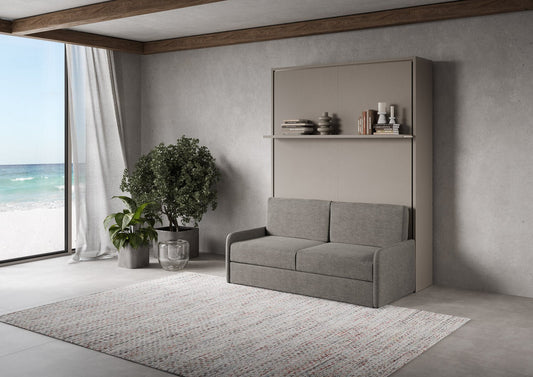 Letto a Scomparsa Verticale Alcova Argilla con Divano e Mensola – Salvaspazio | ALCOVA - JoyShop Materassi 1