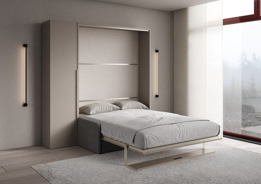 Letto a Scomparsa Verticale Alcova Argilla con Divano, Mensola e Armadio 1 Anta – Salvaspazio | ALCOVA - JoyShop Materassi 2