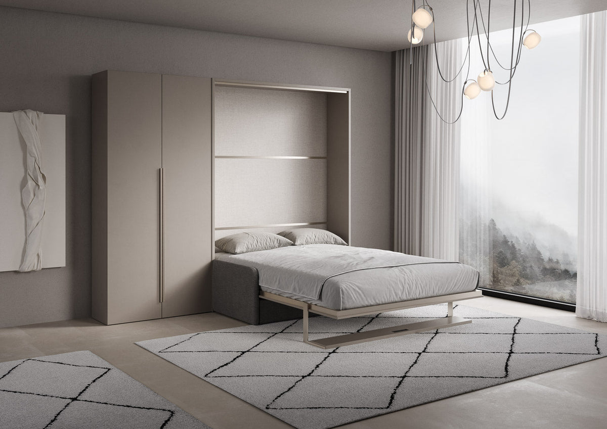 Letto a Scomparsa Verticale Alcova Argilla con Divano, Mensola e Armadio 2 Ante – Salvaspazio | ALCOVA - JoyShop Materassi 2