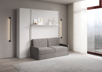 Letto a Scomparsa Verticale Alcova Bianco con Divano, Mensola e Armadio 1 Anta – Salvaspazio | ALCOVA - JoyShop Materassi 1