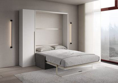 Letto a Scomparsa Verticale Alcova Bianco con Divano, Mensola e Armadio 1 Anta – Salvaspazio | ALCOVA - JoyShop Materassi 2