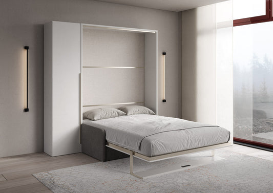 Letto a Scomparsa Verticale Alcova Bianco con Divano, Mensola e Armadio 1 Anta – Salvaspazio | ALCOVA - JoyShop Materassi 2