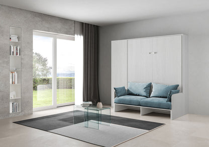 Letto a Scomparsa Verticale Vertika Bianco Frassino con Divano e Colonna – Salvaspazio | VERTIKA - JoyShop Materassi 2
