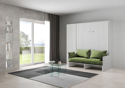 Letto a Scomparsa Verticale Vertika Bianco Frassino con Divano e Colonna – Salvaspazio | VERTIKA - JoyShop Materassi 3