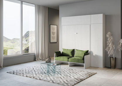 Letto a Scomparsa Verticale Vertika Bianco Frassino con Divano e Mobili – Salvaspazio | VERTIKA - JoyShop Materassi 3