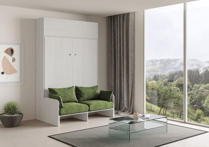 Letto a Scomparsa Verticale Vertika Bianco Frassino con Divano e Pensile – Salvaspazio | VERTIKA - JoyShop Materassi 3