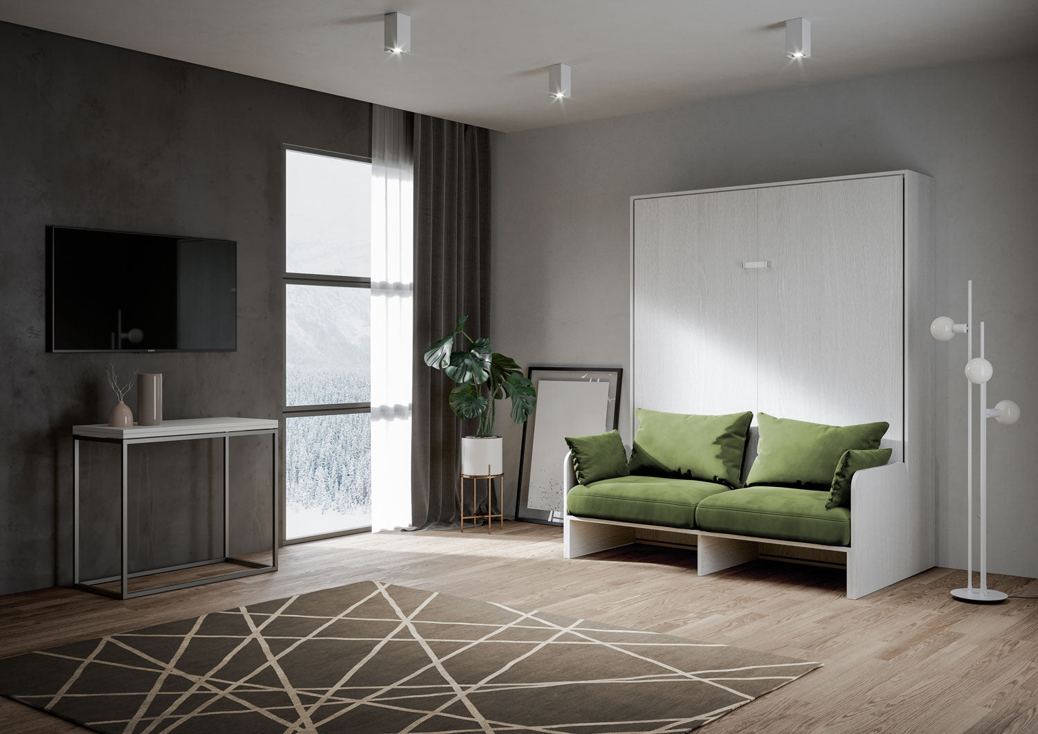 Letto a Scomparsa Verticale Vertika Bianco Frassino con Divano – Salvaspazio | VERTIKA - JoyShop Materassi 3