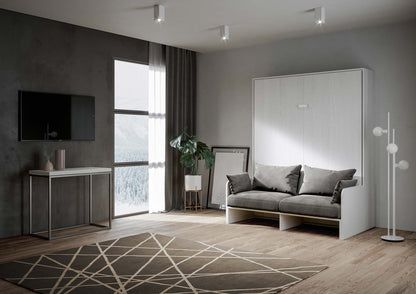 Letto a Scomparsa Verticale Vertika Bianco Frassino con Divano – Salvaspazio | VERTIKA - JoyShop Materassi 1