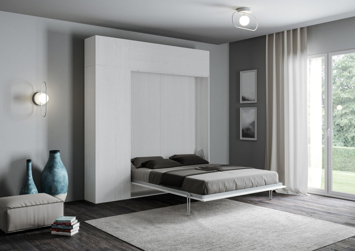 Letto a Scomparsa Verticale Vertika Bianco Frassino con Mobili – Salvaspazio | VERTIKA - JoyShop Materassi 2